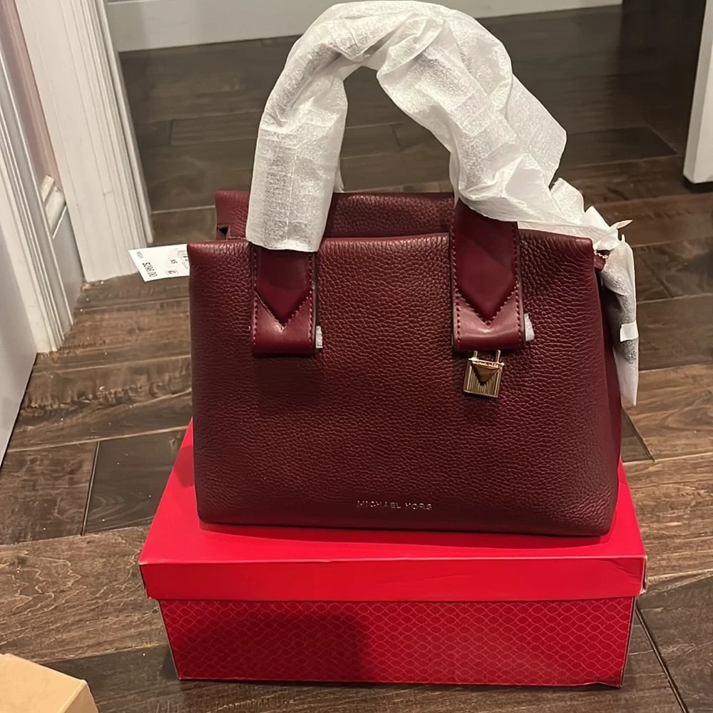 NWT- Michael Kors Rollins Red Small Leather Satchel - Picture 1 of 9